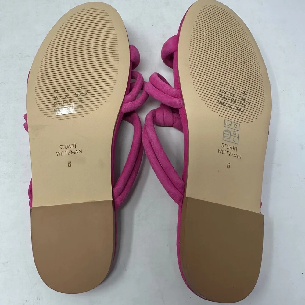 Stuart Weitzman Twist Knot Suede Pink Sandals Excellent Condition Women’s 5